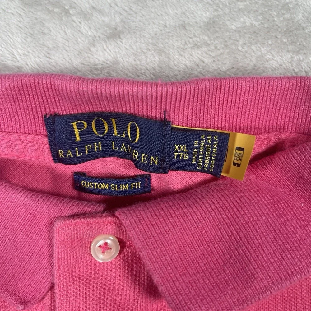 Polo Ralph Lauren Custom Slim Fit Polo Hot Pink Blue‎ Pony Men's XXL